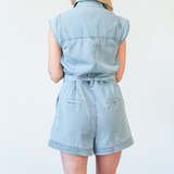 Ulyssa Romper in Bleached Blue - Lukka Boutique