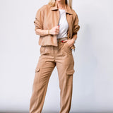 Elian Tropical Stretch Suiting Trouser in Camel