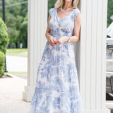 Smocked Dress in Sky Palm - Lukka Boutique