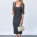 Ivanna Midi Tank Dress in Black Stripe - Lukka Boutique