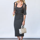 Ivanna Midi Tank Dress in Black Stripe - Lukka Boutique