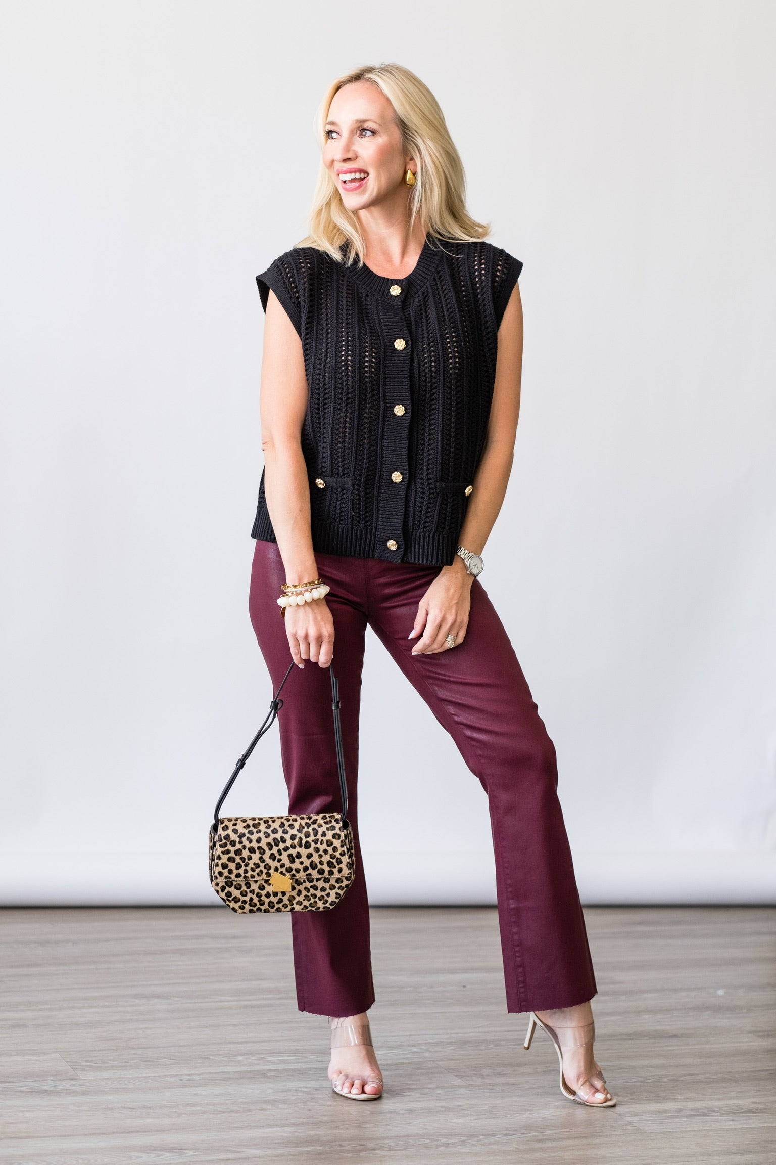Rose Sleeveless Cardigan in Black - Lukka Boutique