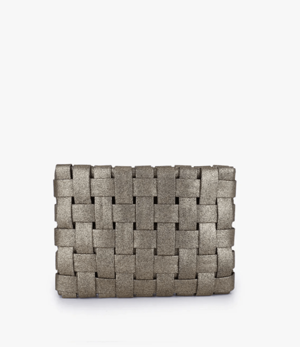 Large Lindy Woven Clutch in Gold - Lukka Boutique
