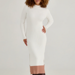 Rib Sweater Midi Dress in Salt - Lukka Boutique