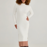 Rib Sweater Midi Dress in Salt - Lukka Boutique