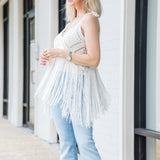 Crochet Fringes Top in Off White - Lukka Boutique