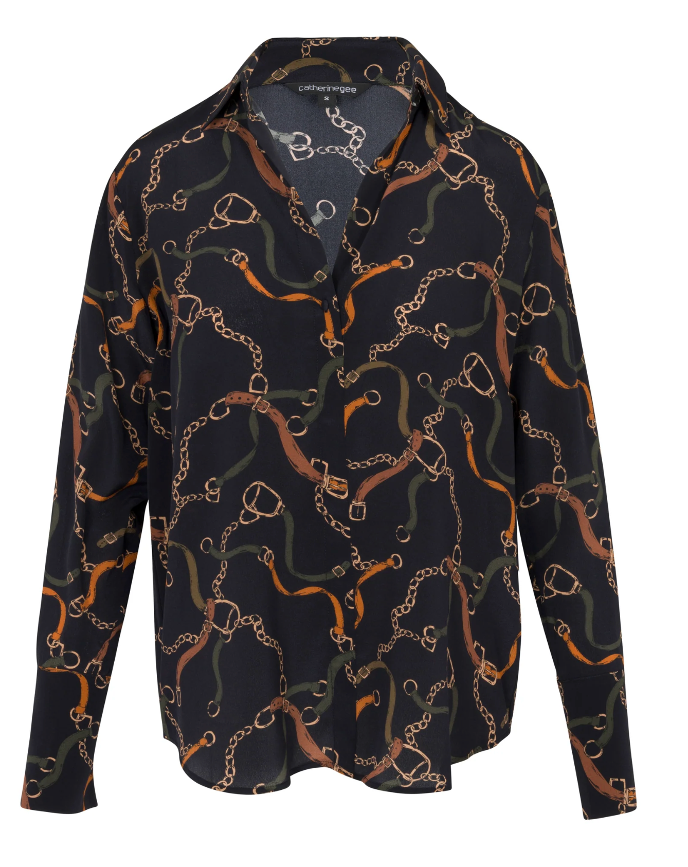 Daria French Cuff Silk Blouse in Wellington - Lukka Boutique