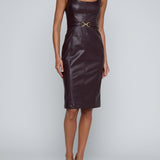Halia Buckle Midi Dress in Dark Malbec - Lukka Boutique