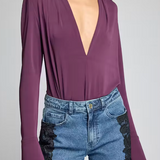 Elio Matte Jersey Bodysuit in Plum
