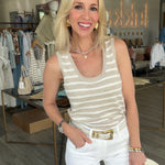 Lulus Tank in White Natural Stripe - Lukka Boutique