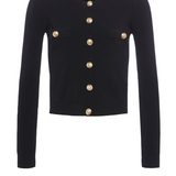 Toulouse Crop Crewneck Cardigan in Black - Lukka Boutique