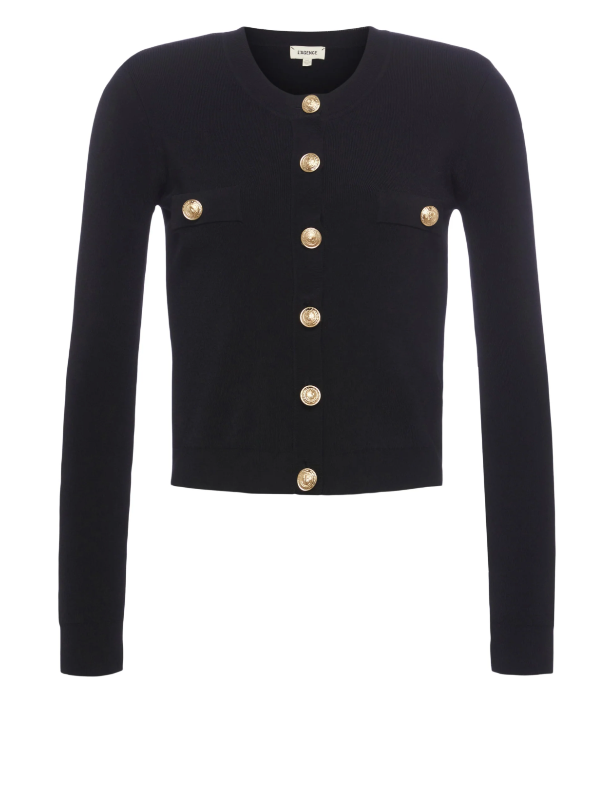 Toulouse Crop Crewneck Cardigan in Black - Lukka Boutique