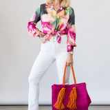Roya Top in Blurred Hibiscus