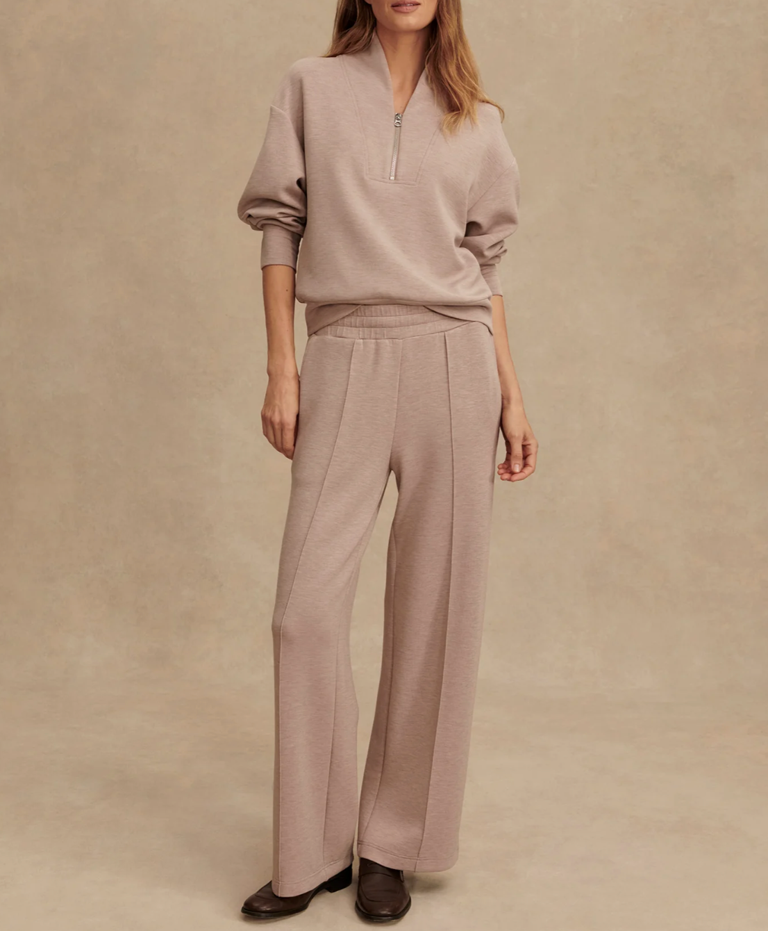 The Wide Leg Pant 28 in Taupe Marl - Lukka Boutique