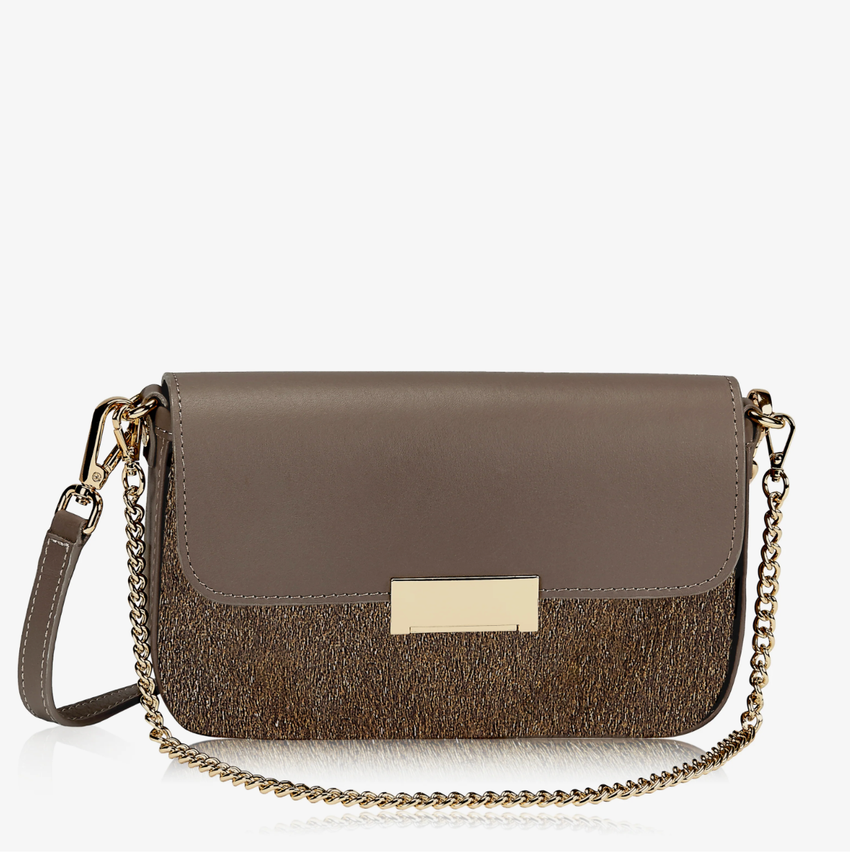 Edie Shoulder Bag in Gold Haircalf - Lukka Boutique