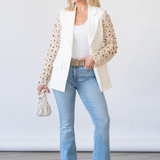 Kelsey Jacket in White Floral Linen - Lukka Boutique
