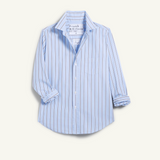 Tailored Button Up Shirt in Multi Blue Stripe - Lukka Boutique
