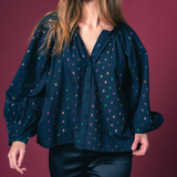 The Minka Shirt in Navy Lurex