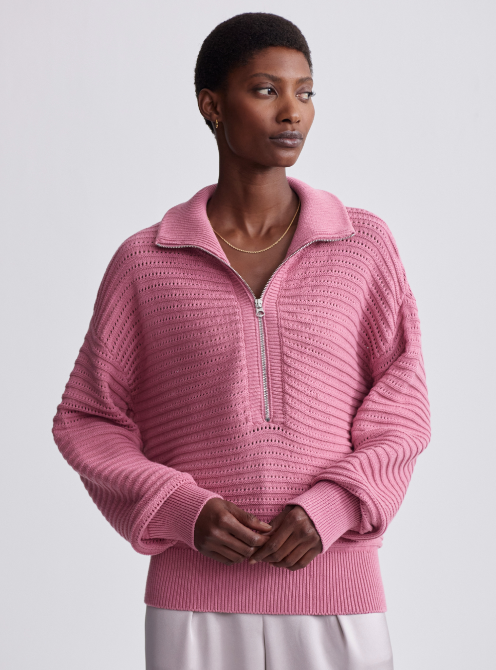 Tara Pointelle Half Zip