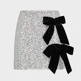 Rhea Sequin Bow Tie Mini Skirt - Lukka Boutique