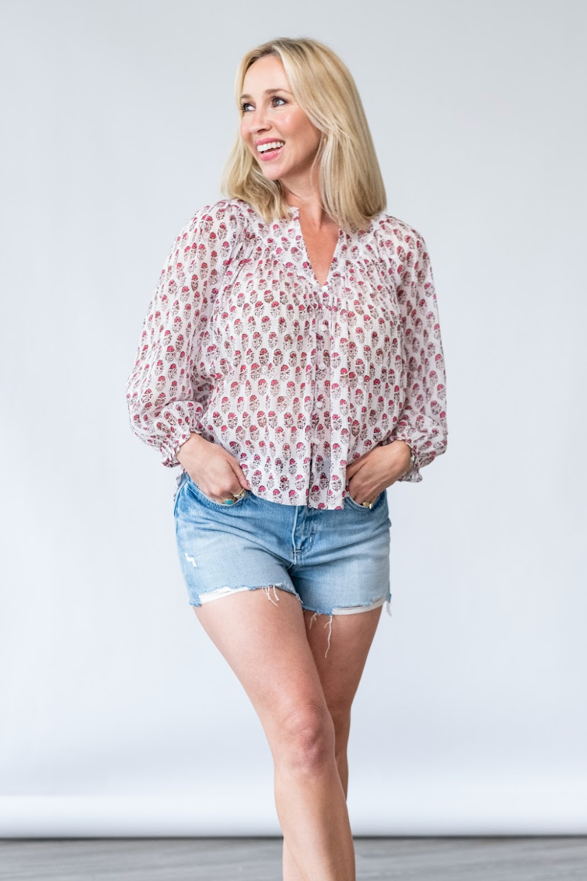Kiki Long Sleeve Top in Pink - Lukka Boutique