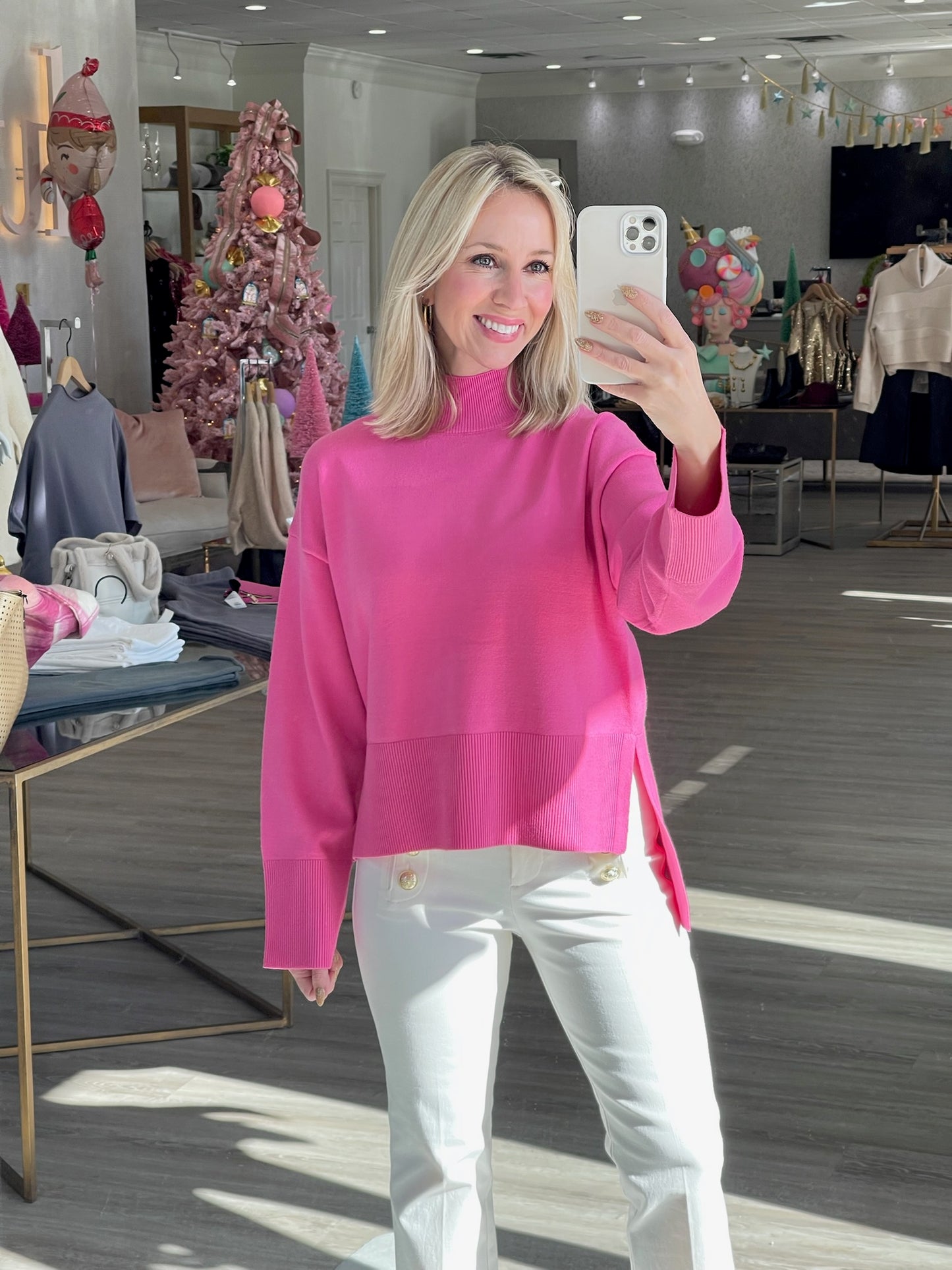 
                  
                    Britt Mock Neck Sweater in Magenta
                  
                