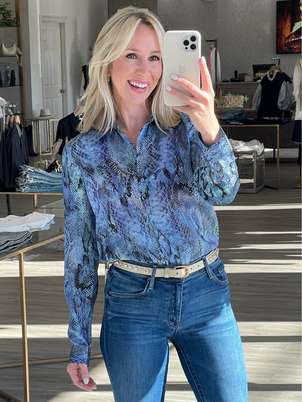 Tyler Blouse in Blue Snake