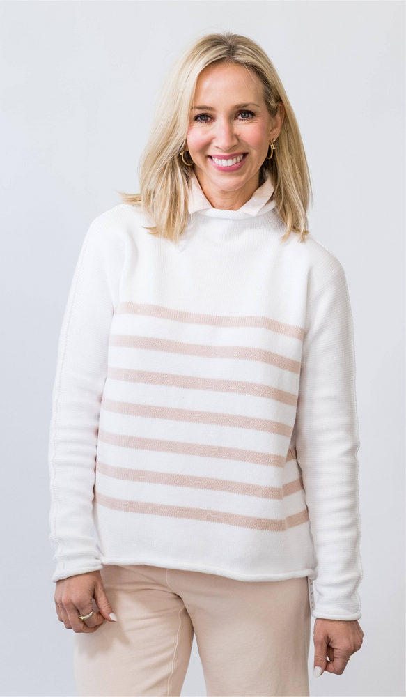 
                  
                    Monterey Sweater in Rose Stripe
                  
                