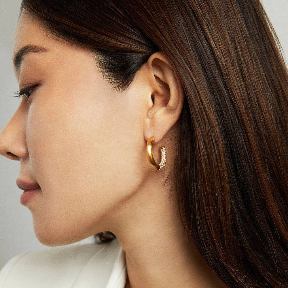 
                  
                    Signature Pave Small Hoops
                  
                