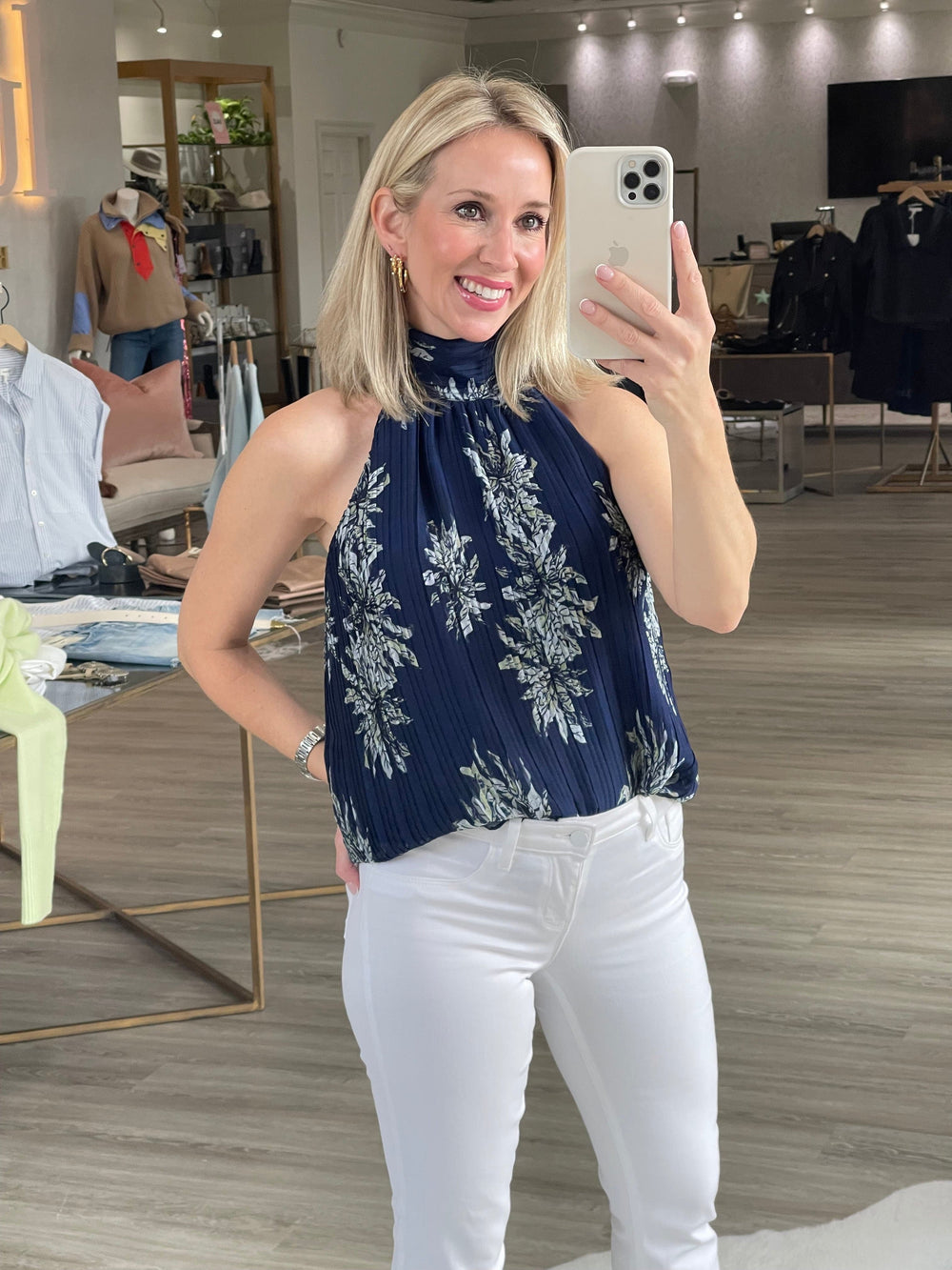 Racquel Top in Navy Floral