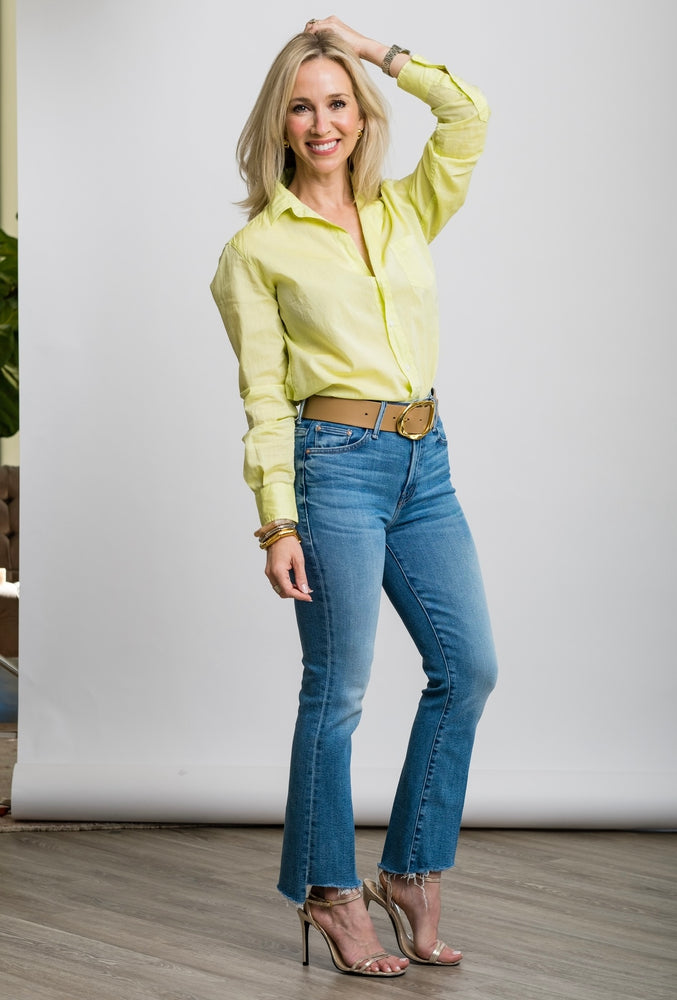 
                  
                    Eileen Relaxed Button-Up Shirt in Chartreuse
                  
                