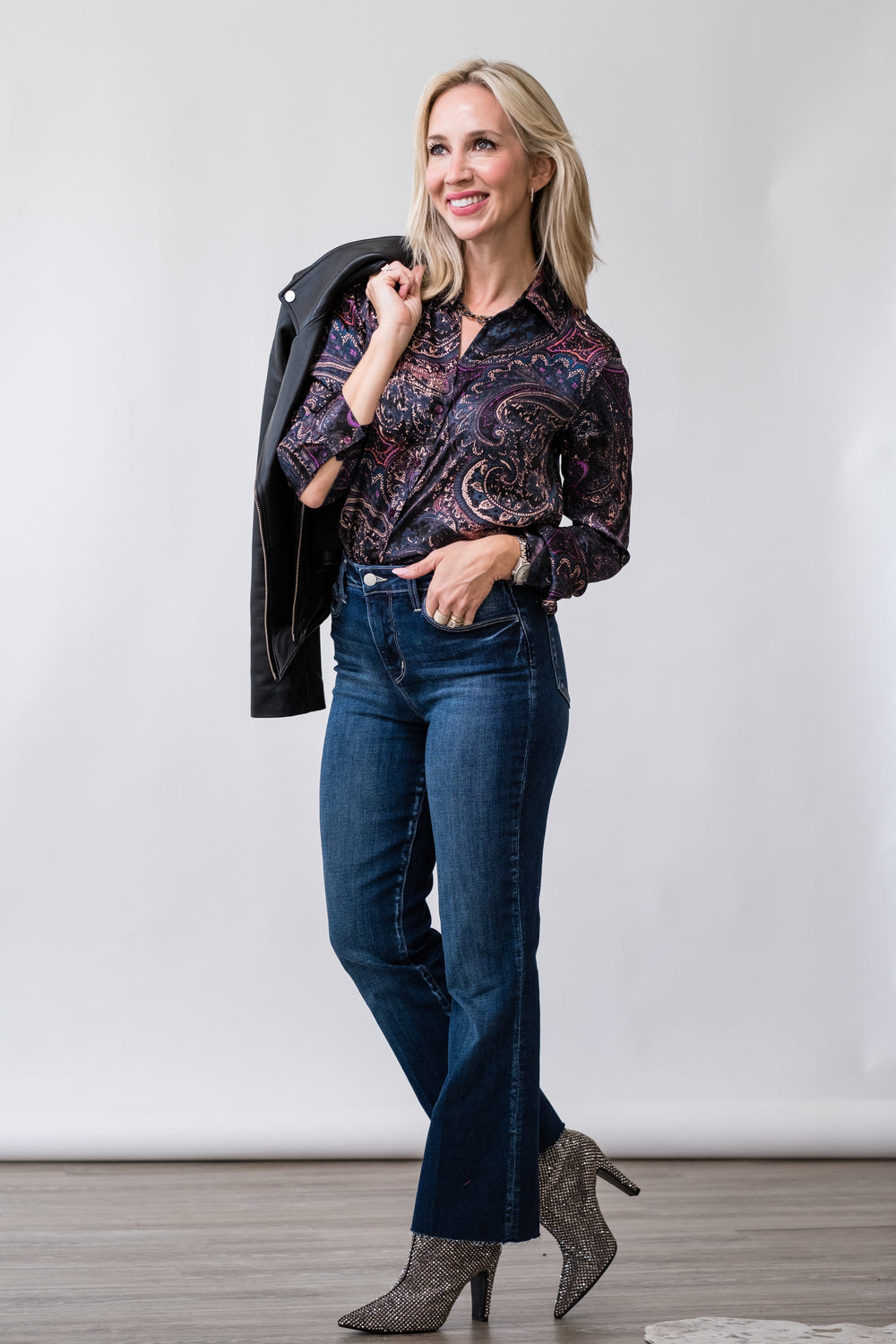 Tyler Long Sleeve Blouse in Plum Paisley