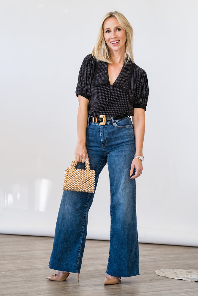 
                  
                    The Polka Dot Sailor Blouse in Black Multi
                  
                