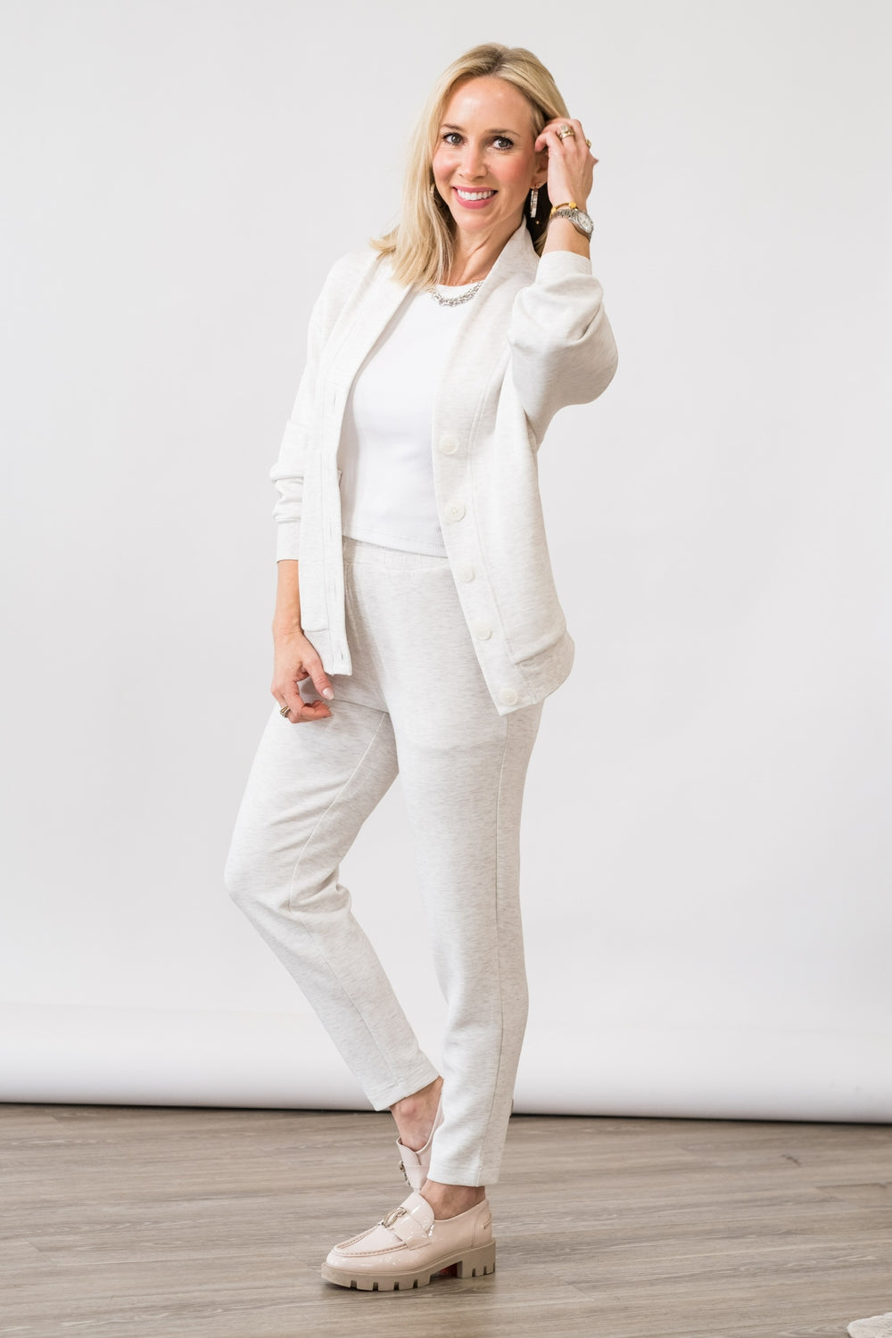 Celeste Button Through Sweat in Ivory