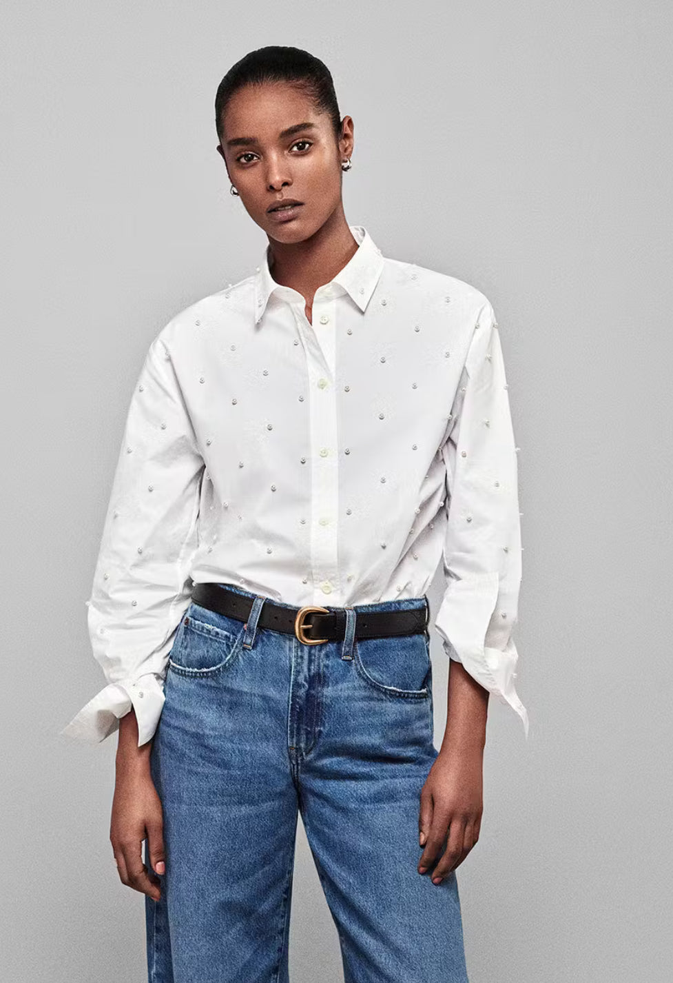 Oversized Pearl Pocket Shirt