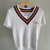 Short Sleeve Cable Knit Tigers Sweater