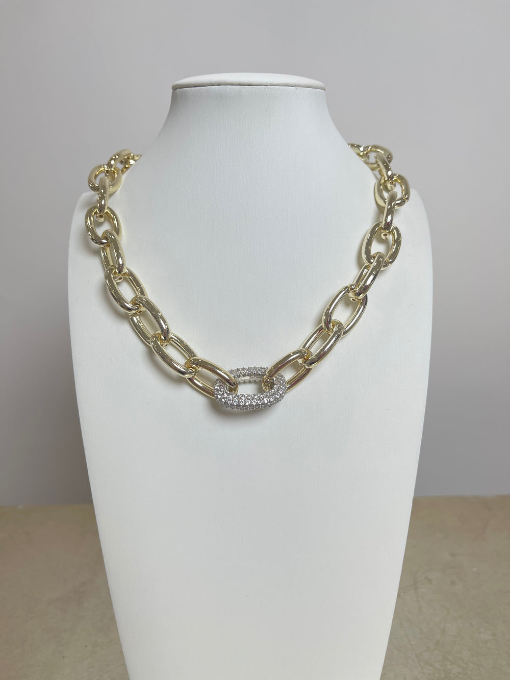 Chunky Chain Pave CZ Link Necklace