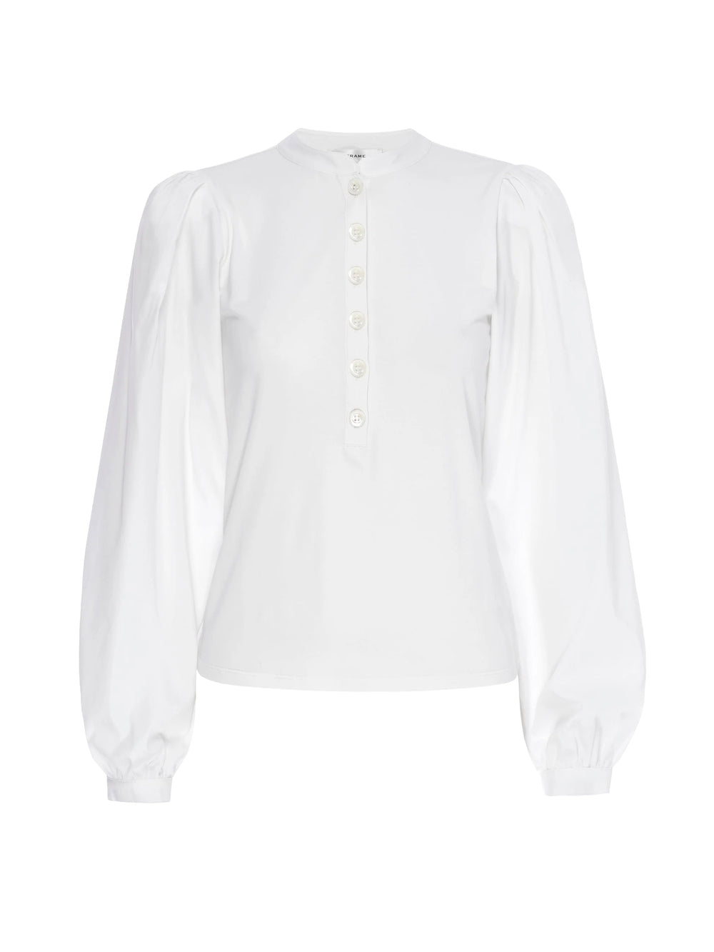 Femme Puff Sleeve Henley in White