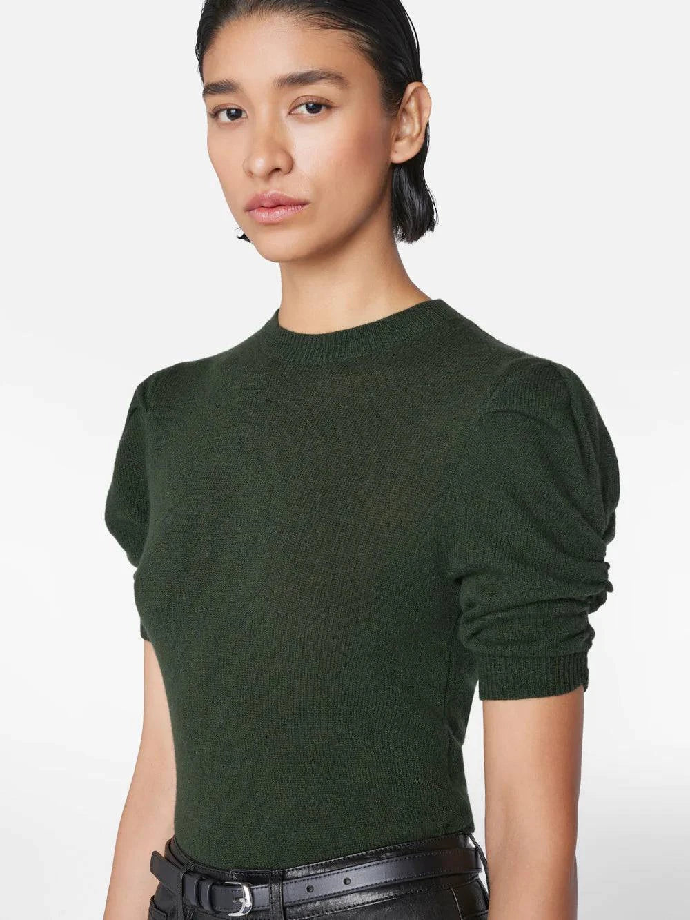 Ruched Sleeve Cashmere Sweater