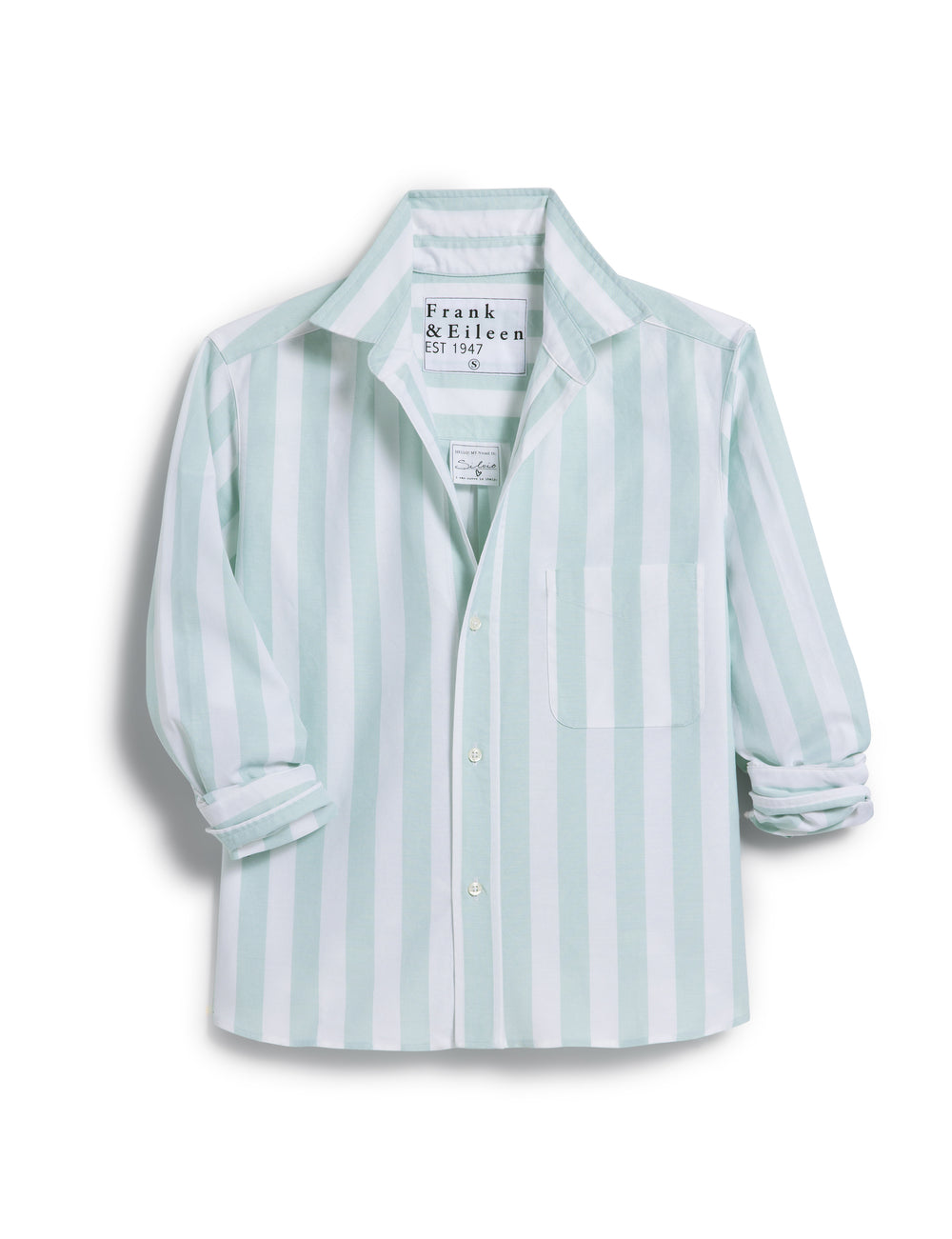 Silvio Untuckable Button-Up Shirt in Wide Sage Stripe