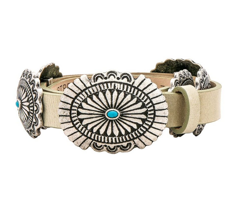 
                  
                    Iris Concho Belt in Bone
                  
                