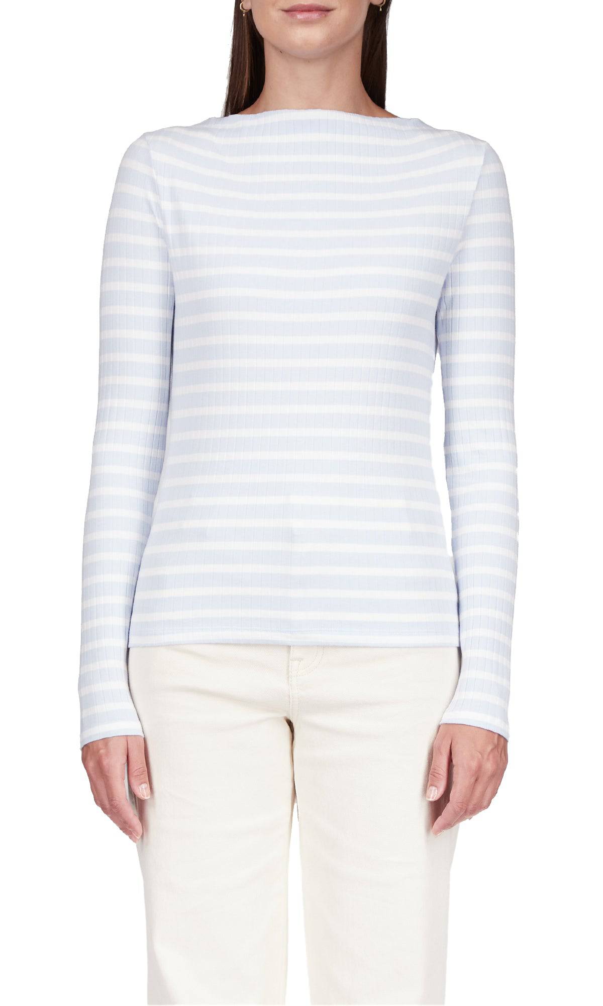 
                  
                    Long Sleeve Boatneck T-Shirt in Sky Blue
                  
                