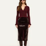 Makena Pencil Skirt in Dark Espresso - Lukka Boutique