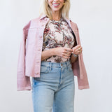 Janelle Slim Raw Jacket in Pale Rose Coated