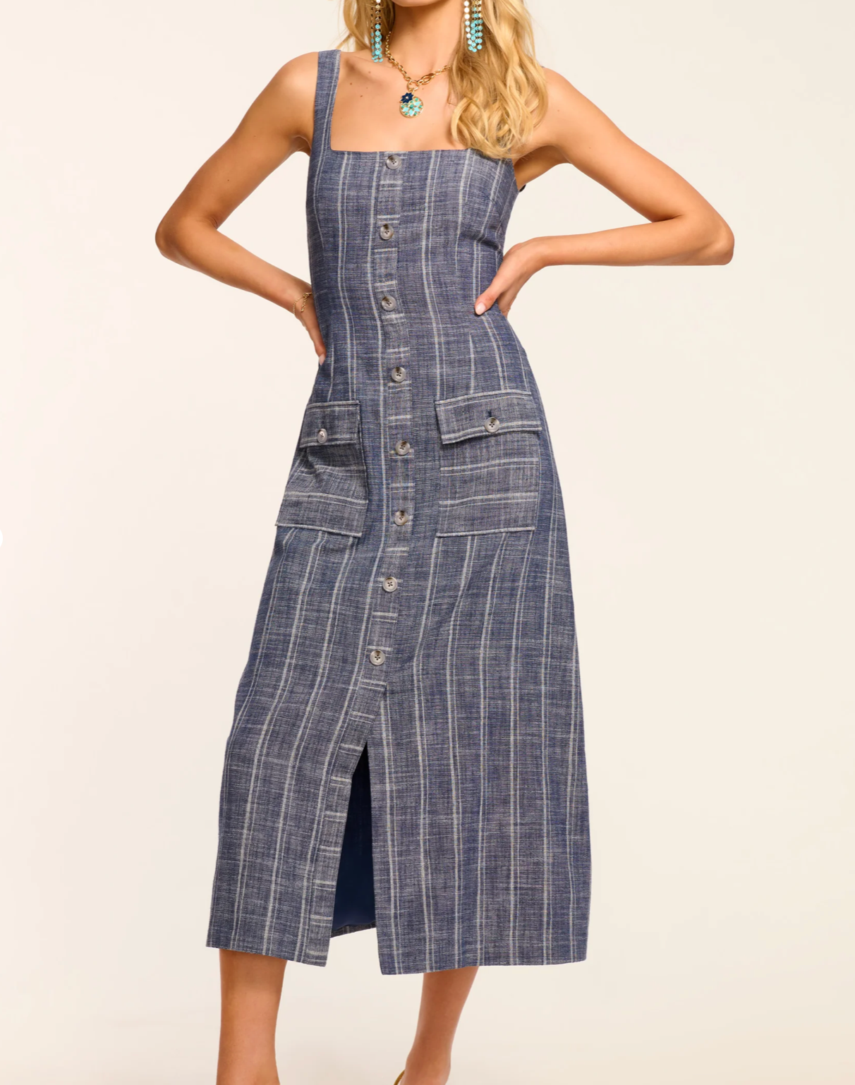 Noemi Dress in Indigo Stripe - Lukka Boutique