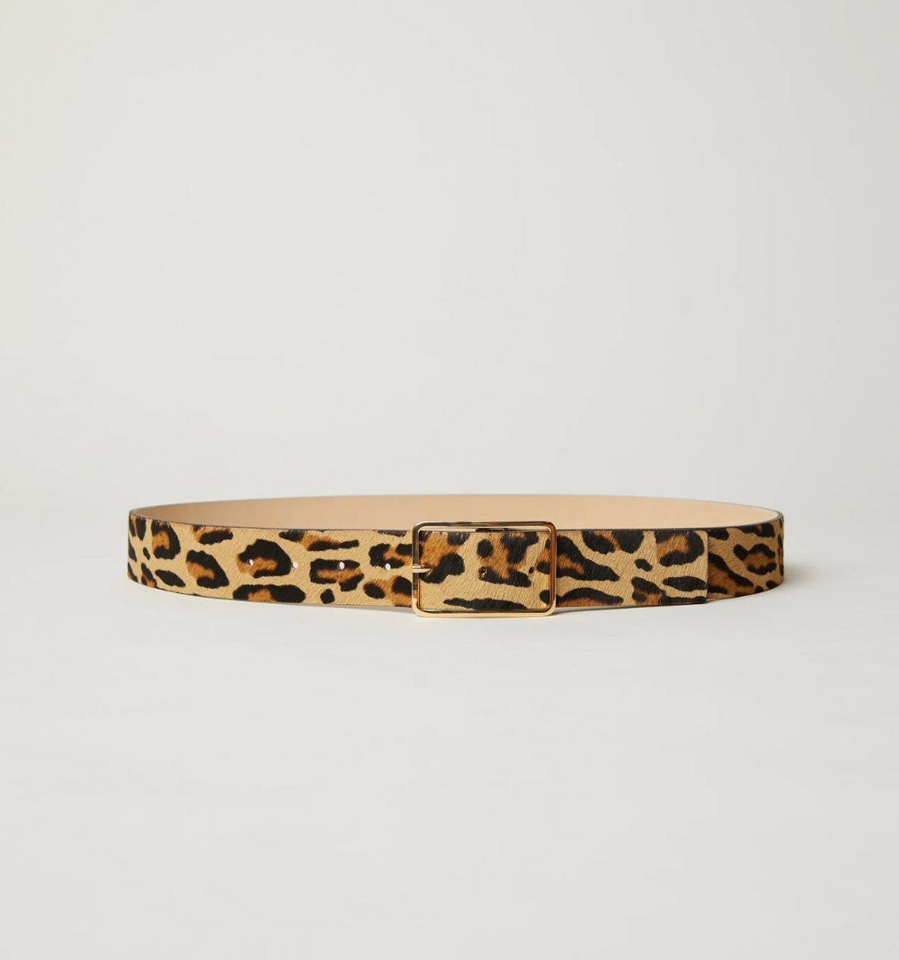 Milla Calf Hair Belt in Leopard Gold