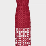 Kait Tile Lace Dress in Burgundy - Lukka Boutique