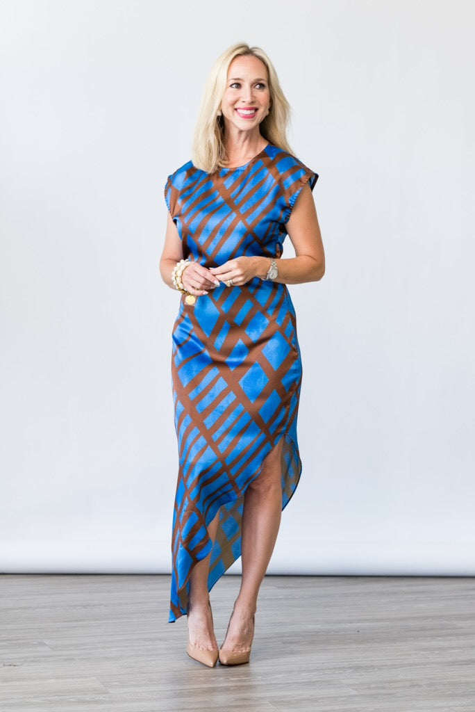 Lydia Dress in Blue Matrix - Lukka Boutique