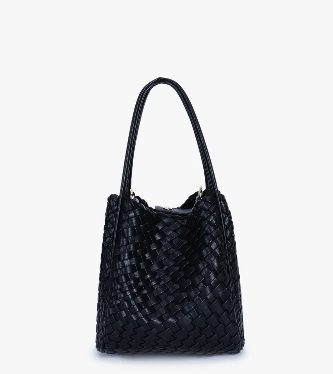 Hollace Mini Tote in Woven Black - Lukka Boutique