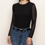 Long Sleeve Perfect Mesh Tee in Black - Lukka Boutique